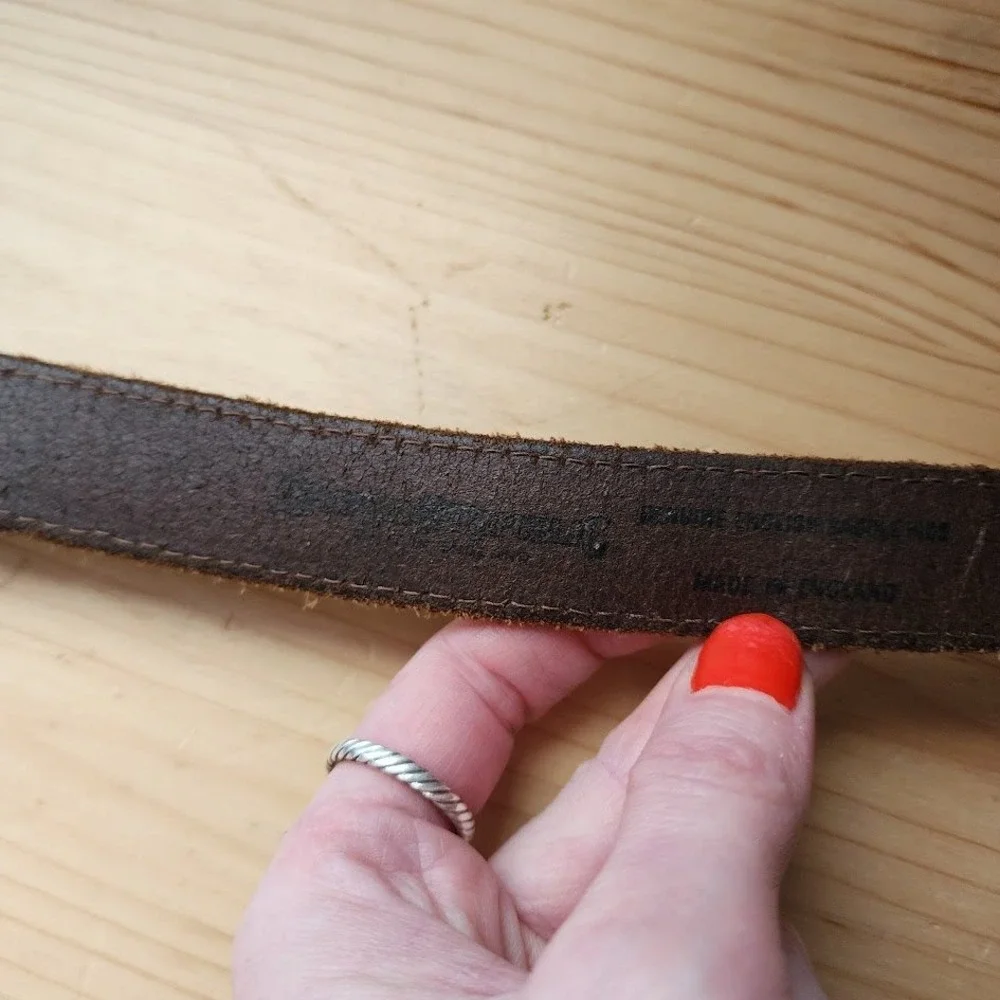 BANANA REPUBLIC 80s English Saddle Leather Belt Western Ranger Silver